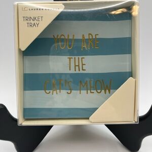 Cat’s Meow! Lauren Conrad Blue and Gold Cat trinket tray NWT